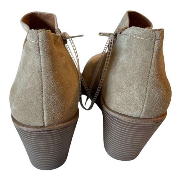 Lucky Brand Macawi Wedge Bootie Tan Leather Ankle Boots Coastal Cowgirl Boho - Picture 9 of 10